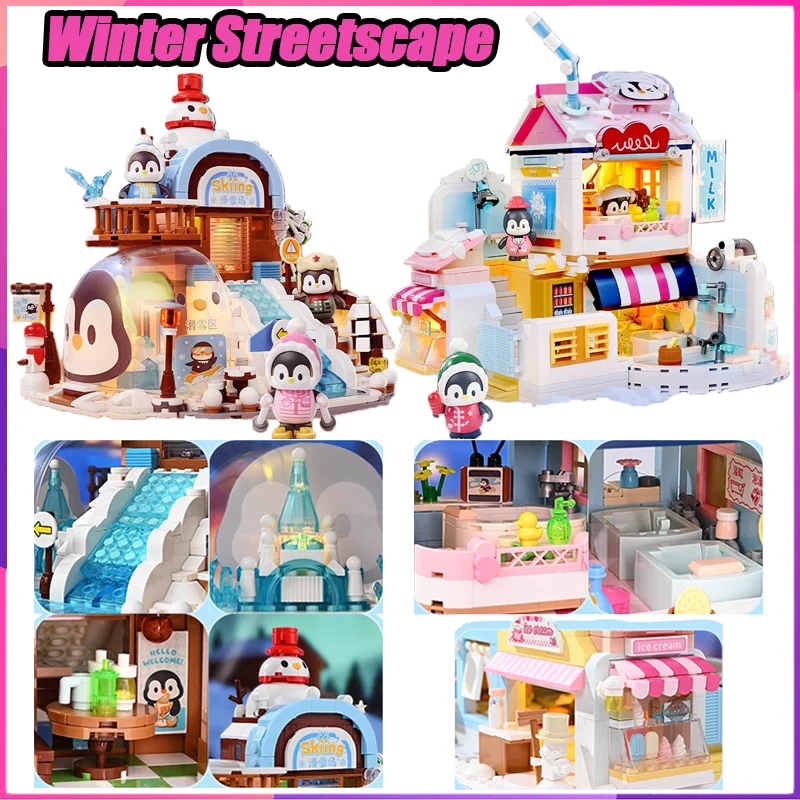 

Keeppley уличный пейзаж, строительные блоки, пингвин, лыжный курорт, украшение для рабочего стола, головоломка, сборка модели, игрушки, подарки на день рождения для детей