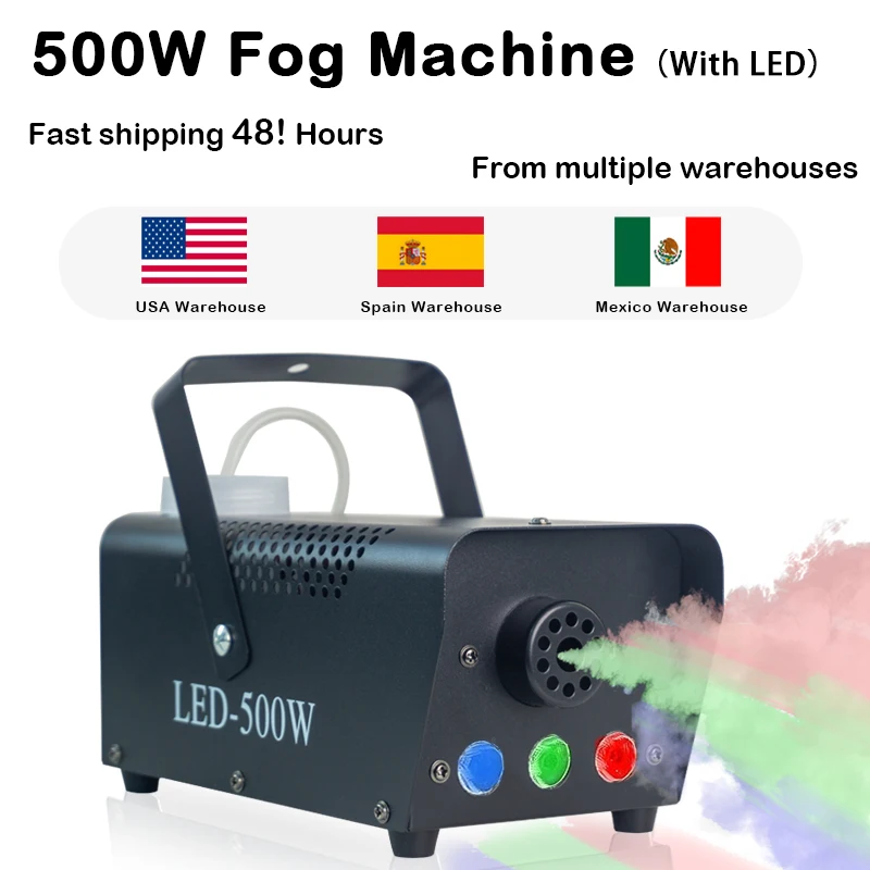 Machine à fumée télécommandée à LED, 500W, RVB, couleur mixte, machine à brouillard, éjecteur de fumée professionnel, équipement de scène,