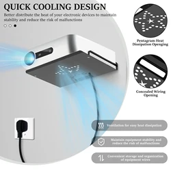 Universal Wall-mounted Projector Shelf  Aluminum Alloy Multi-purpose WiFi Set-top Box Stand Easy Dissipate Heat for Home
