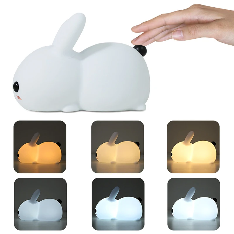 Cute Innovative Soft Gift Popular Cute Led Bunny Lamp Silicone Adorable Lovely Children's Room Trendy Children's Bedside Lamp