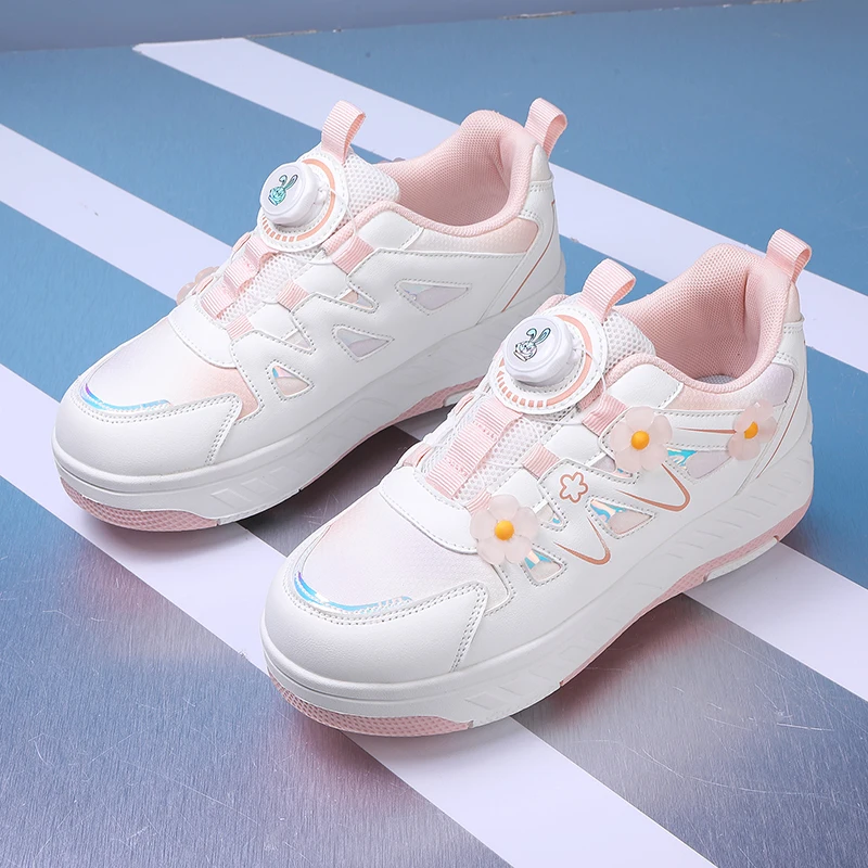 Children Roller Shoes Fashion Gift Retractable High Quality Walking Youth With 4 Wheels Sneakers Parkour Deformation Skate Shoes view 3