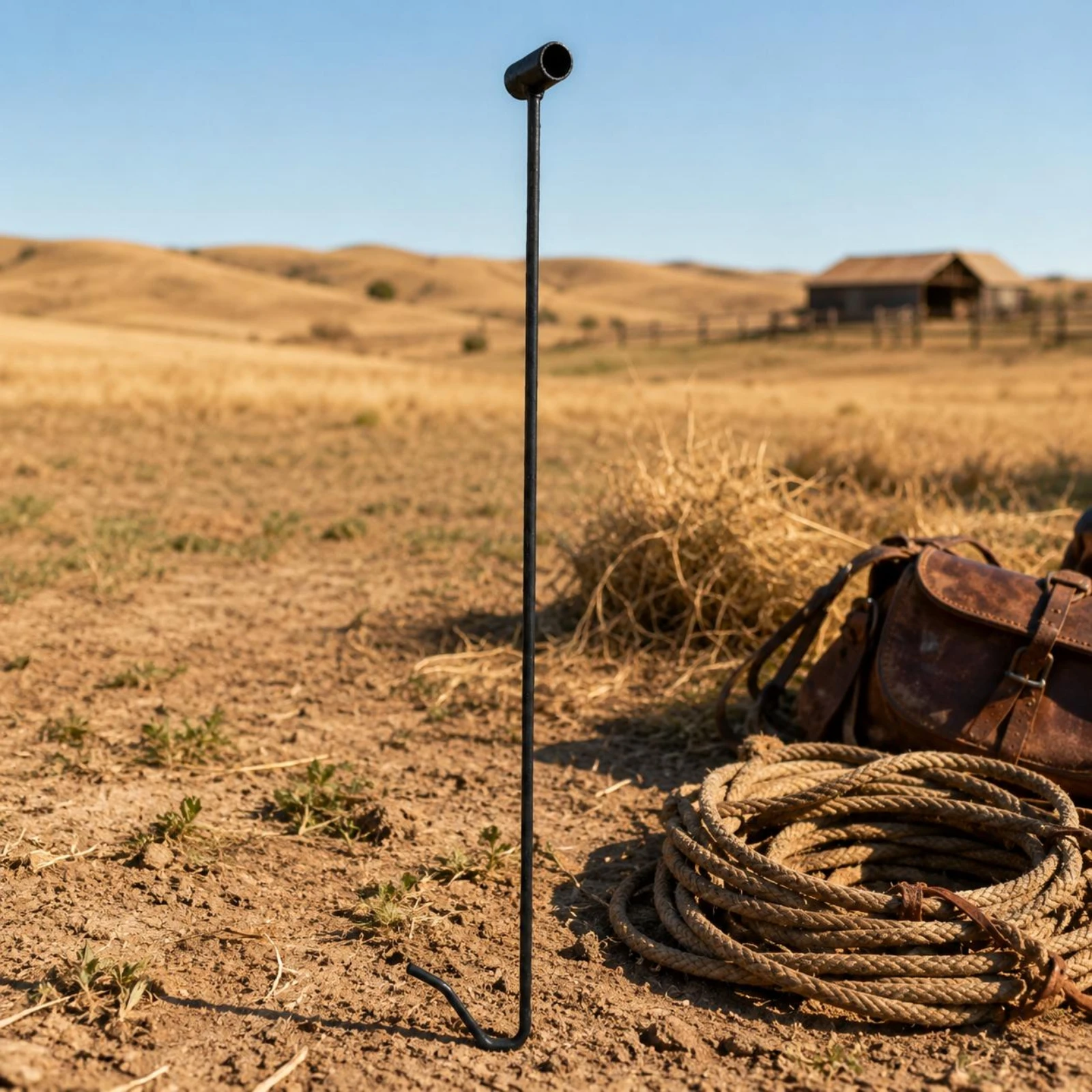 Metal Sheep-Catching Hook Rigid Sheep Capture Hook Livestock Tool Hollow End Piece Rust-Proof for Shepherds