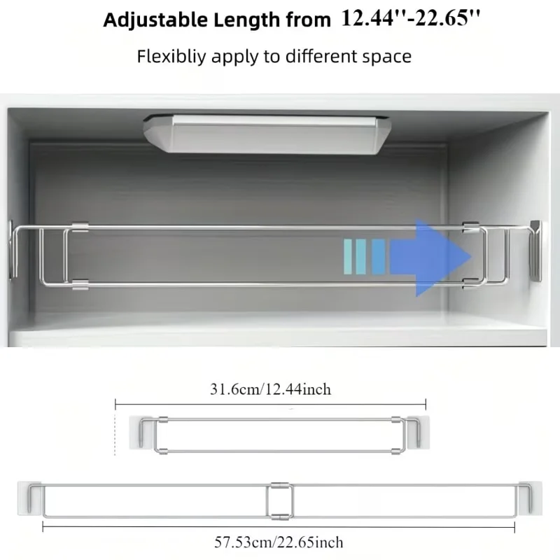 1 Set Adjustable Stainless Steel RV Fridge Safety Bar, Prevents Goods from Sliding Out, Fits Most Campers & RVs