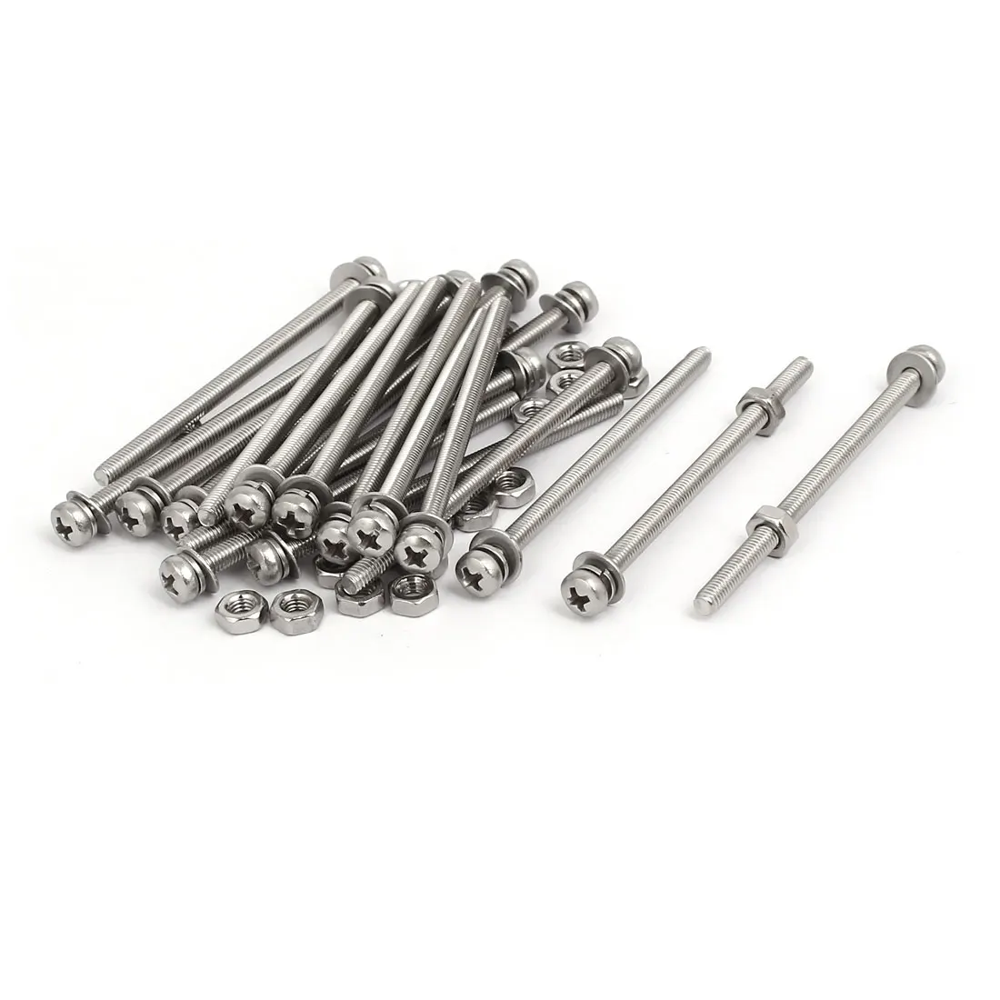 Uxcell 12/20/25 Sets M3 Screws Bolts and Nuts 304 Stainless Steel Phillips Pan Head Bolt Screw Nut w Washer 30/40/45/50mm Length