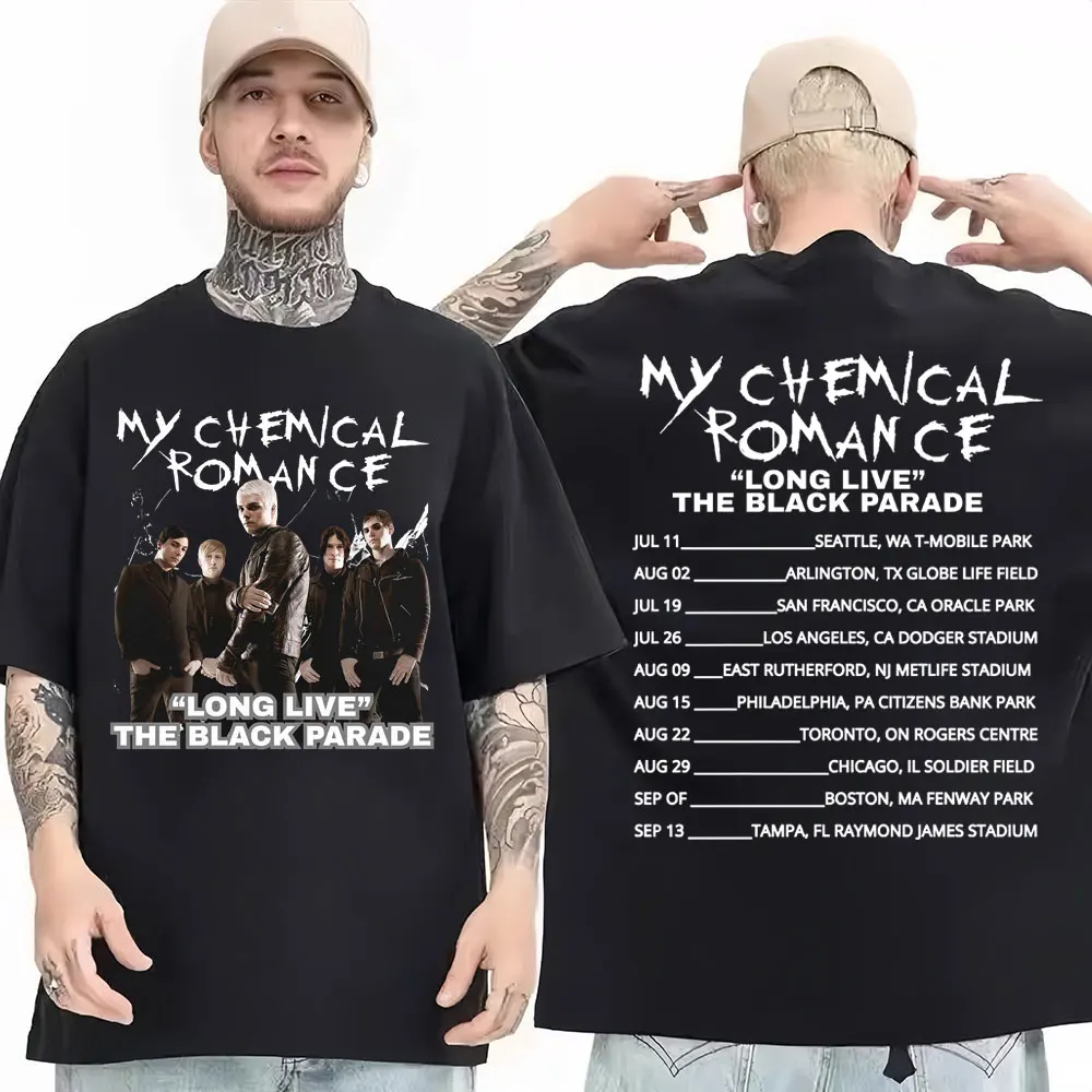 

My Chemical Romance T Shirt Long Live The Black Parade 2025 Tour T-shirts Men's Gothic Hip Hop Vintage Oversized Cotton T Shirts