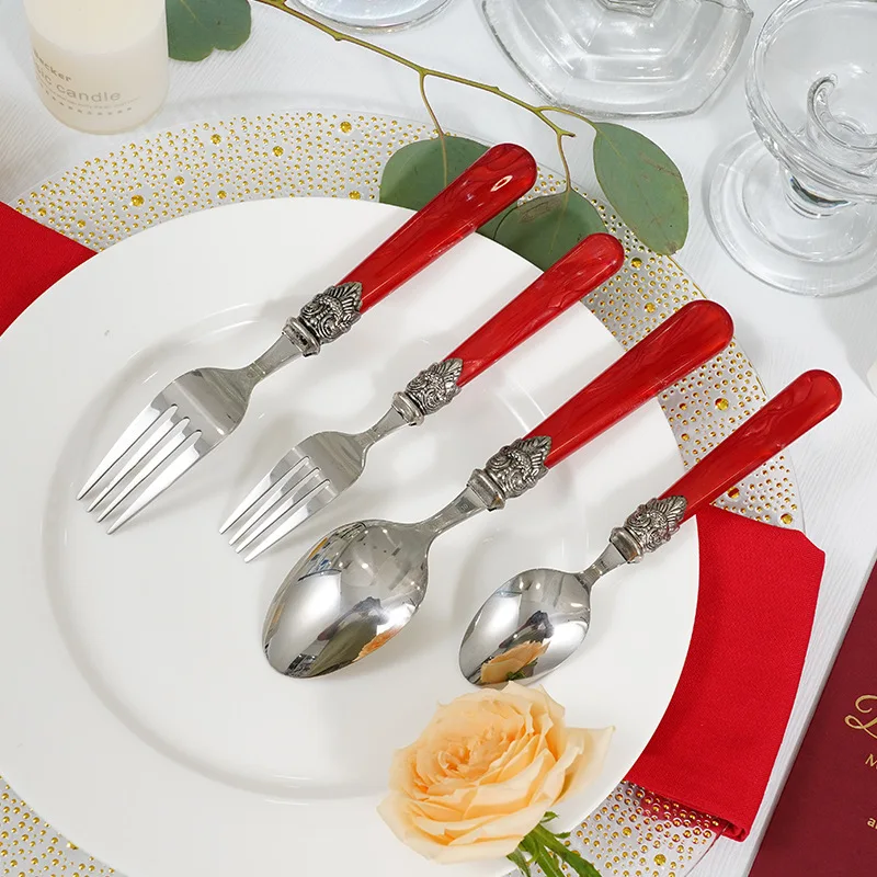 Dinnerware Set 304 Stainless Steel Steak Knife Fork Coffee Spoon Teaspoon Flatware Dishwasher Safe Kitchen Tablewar Christmas