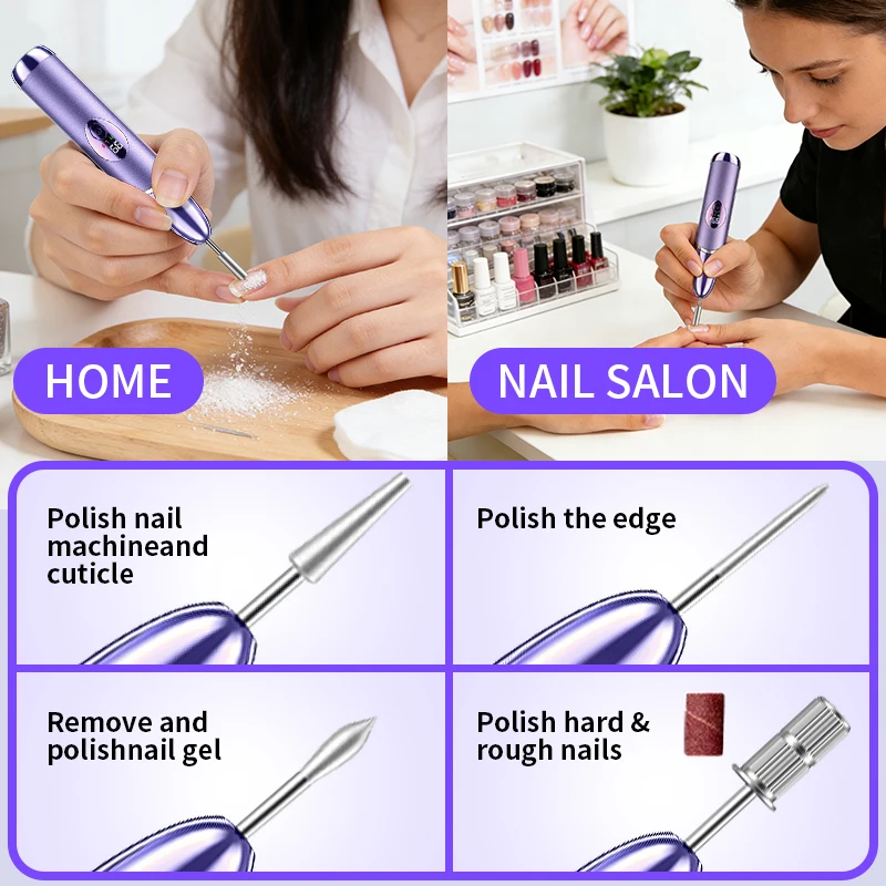 آلة مثقاب أظافر كهربائية لاسلكية، مجموعة مبرد أظافر 6 في 1 محمولة قابلة لإعادة الشحن لجميع العناية بالأظافر، أداة صالون حفر الأظافر #3