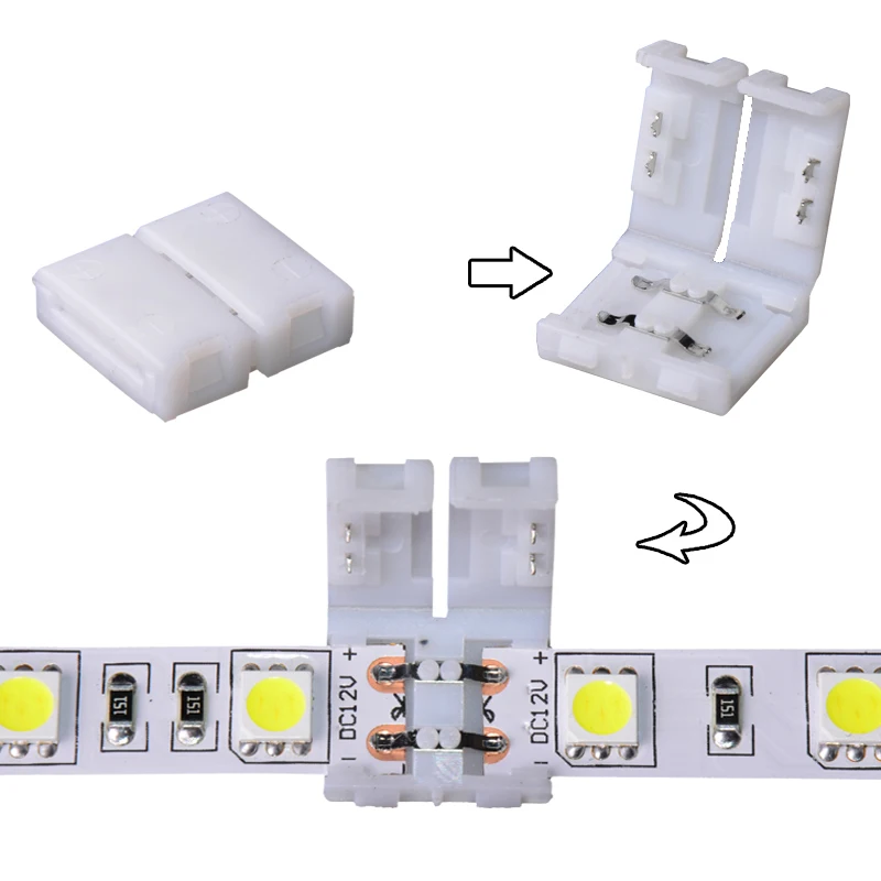 10mm 2Pin LED Strip Connector Cable 2Pins 10mm Width PCB Single Color Tape Light For 3528 2835 5050 LED Strip Light Bar