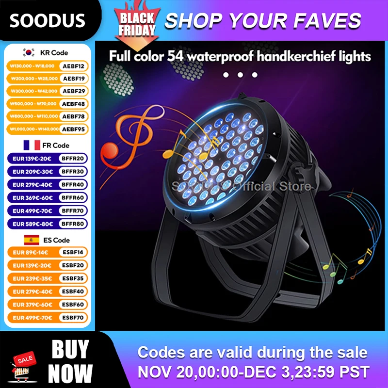 

54*3 Вт светодиодные бусины DJ Light Полноцветные дискотека с встряхивающейся головой и DMX-управлением Водонепроницаемый стробоскопический луч для вечеринок, сценического шоу