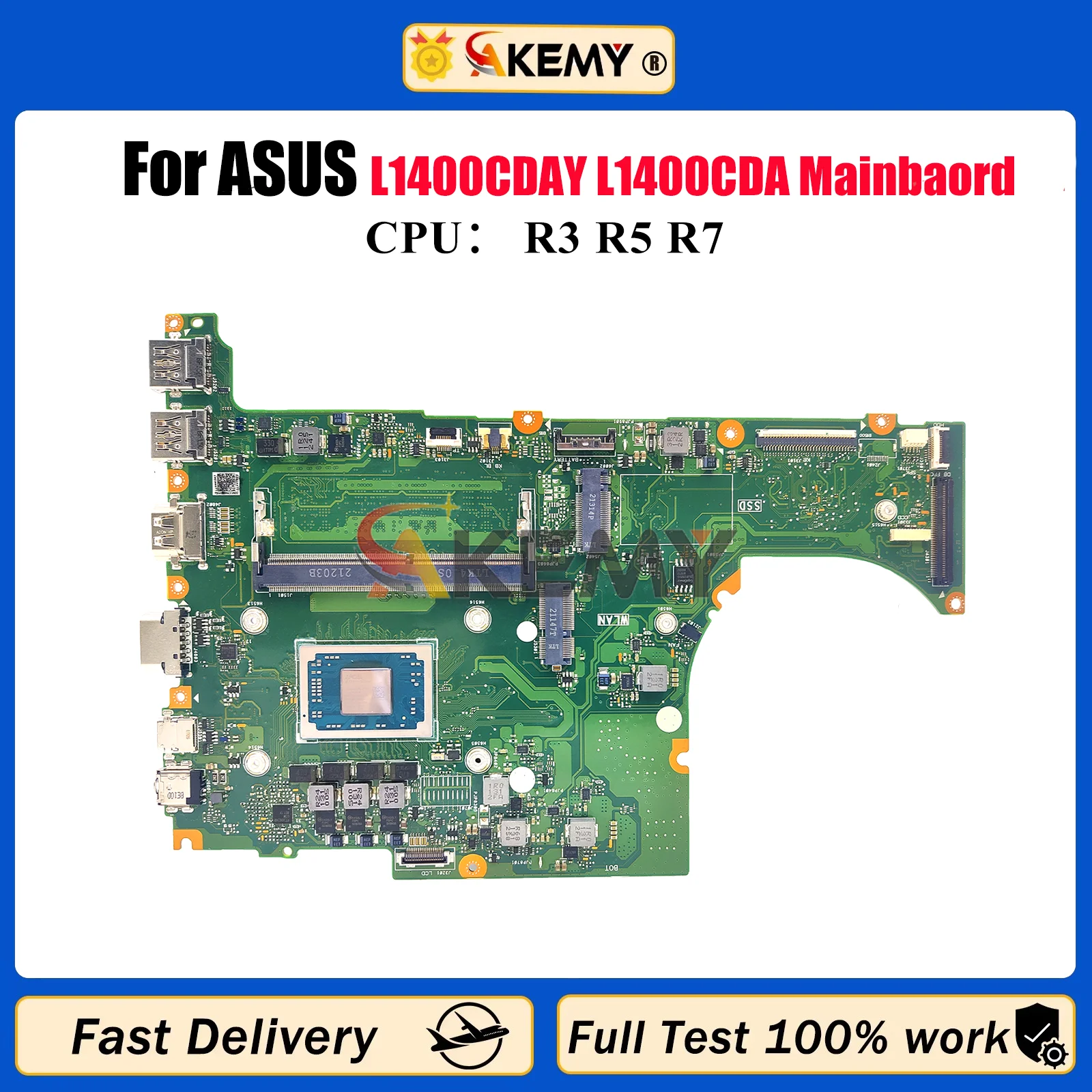 

L1400CDA Laptop Motherboard For ASUS VivoBook L1400C L1400CDAY Notebook Mainboard With R3 R5 R7 CPU 100% tests OK fast shipping