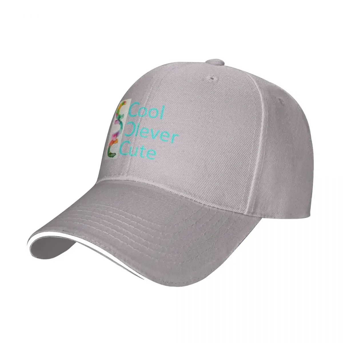 CoolCleverCute classic logo in beautiful pastel turquoise, pink, and yellow colors Cap Baseball Cap winter hats Women hat Men's