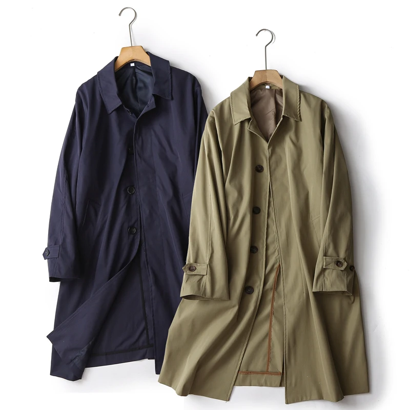 

Men's Autumnal Stand Fit Windbreaker Coat Medium-Length Single-Button Closure arp-Collar Teenage Faion Outerwear