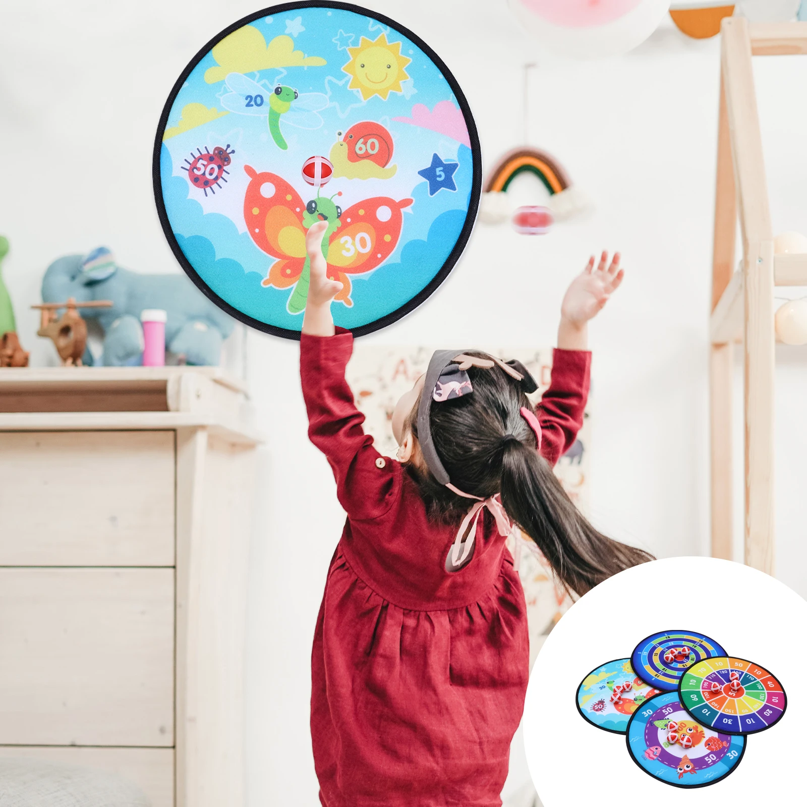 4 Sets Dart Plate Sticky Ball Toys Target Throwing Cloth Child Outdoor for Kids