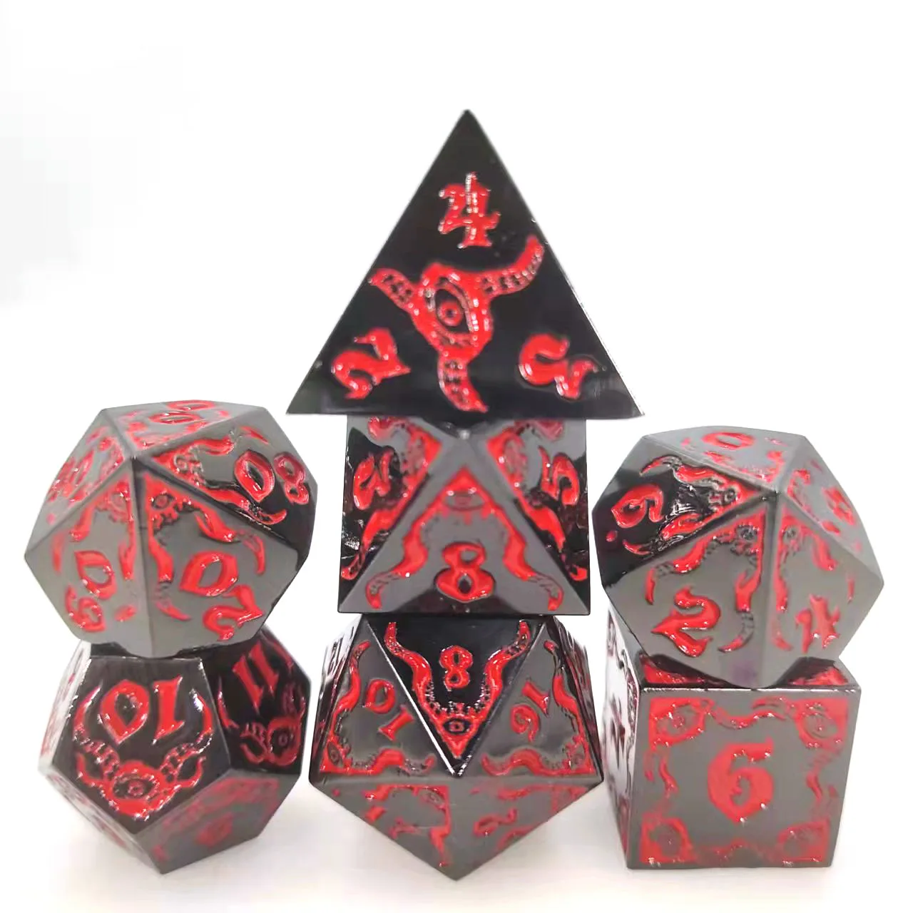 

7pcs Devil Eye Series DND Metal Dice Set Multi-sided Polyhedral Solid Dice for D&D Game Role Playing Board Table RPG D4 D6~D20