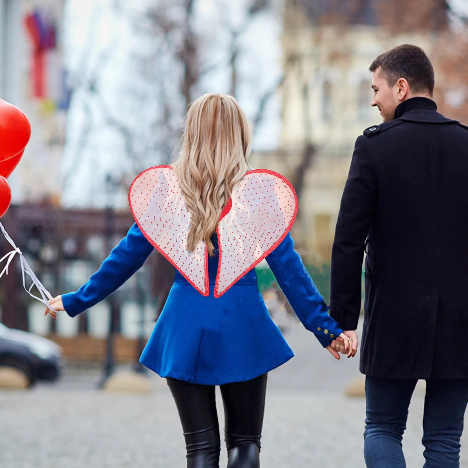 

Крылья Купидона в форме сердца для женщин, красные эластичные крылья-сердечки, аксессуары для костюмов на День святого Валентина, для косплея и вечеринок