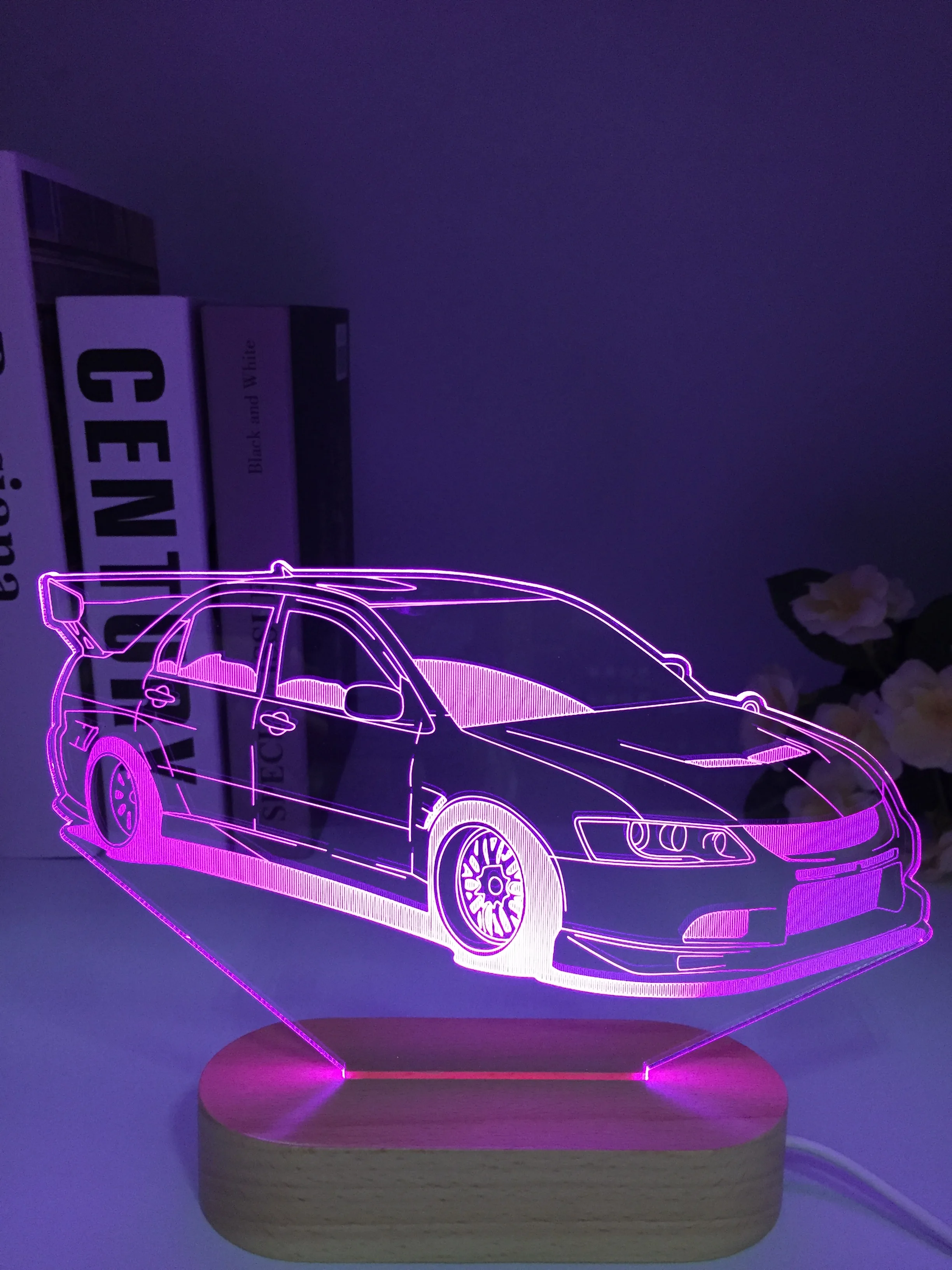 Sports Car 3D Illusion Lamp for Child Bedroom Decor Nightlight Wooden Colors Changing Atmosphere Event Prize Led Night Light