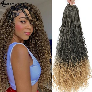 Jayfans 1-8 Pacotes Ombre Bohemian Box Tranças Crochet Cabelo Com Extremidades Encaracoladas 14 18 24 Inch Pre Looped Goddess Tranças Extensões de Cabelo 8 principais vendas cabelo 14 inches cacheado - №6