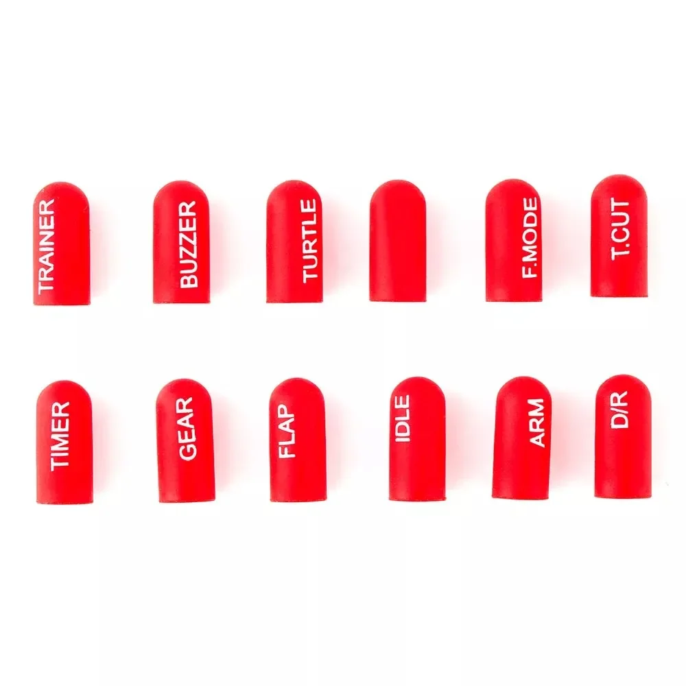 12PCS RadioMaster Labelled Silicon Switch Cover Set - 21mm Long / 11.5mm Short