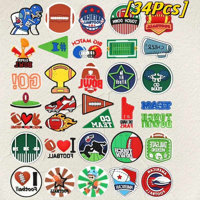 

wholesale cartoon rugby series hole shoes DIY accessories ornament PVC soft rubber epoxy shoe buckle