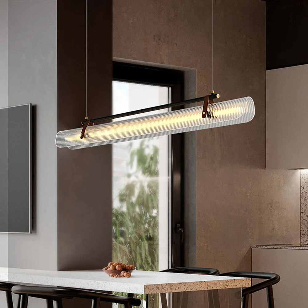Minimalist Restaurant Chandelier Designer Dinning Room Table Bar Counter Island Desk Office One-Word Strip Pendant Lighting