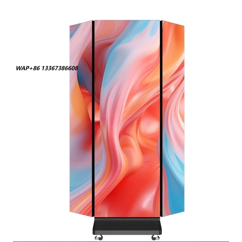 P1.86 GOB Indoor Double Sided Trifold LED Display Screen Three Fold Digital Poster Banner
