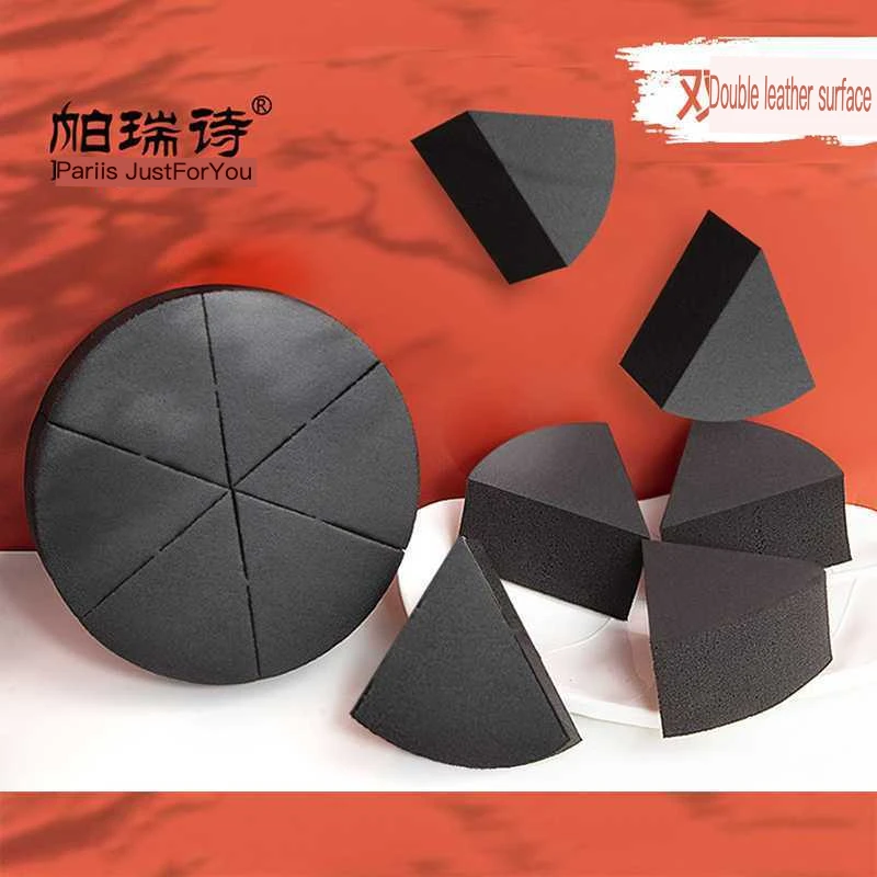 Triangular Black Sponge Powder Puff for Leather Surface Beauty Egg Makeup Base Makeup Dry Wet Use Suitable for All Skin Types