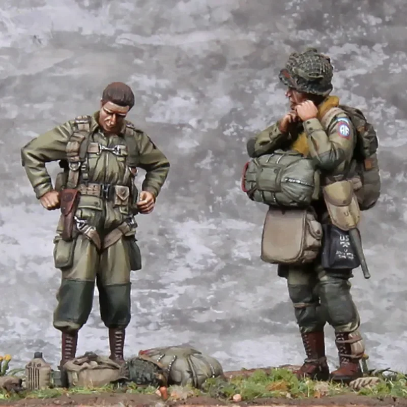 1/35 Scale Resin Figure Model Building Kits Military Miniatures U.s.army Airborne 2 Figures Unassembled and Unpainted 979A