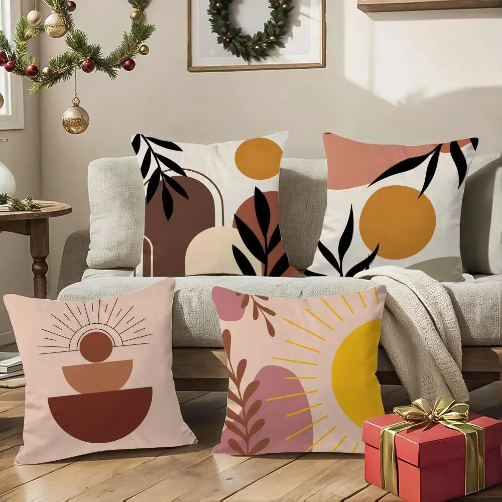 Abstract Warm Color Art Pillow Case Dustproof Pillow Case, Invisible Zipper, Silky Short Plush Sofa Cushion Cover