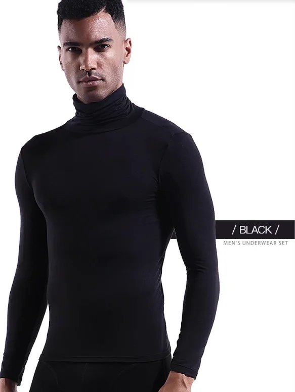 ملابس داخلية مشروط للرجال قميص دعم نحيف ونحيف كبير قناع وجه مرن T كم طويل ياقة عالية حرير الحليب زلة