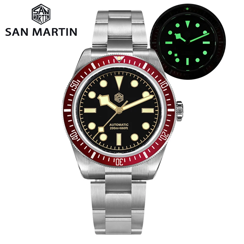 San Martin Limited Edition Watch BB58 6200 NH35 Automatic Mechanical Watches Sapphire Waterproof 200m Luminous Men Wristwatch