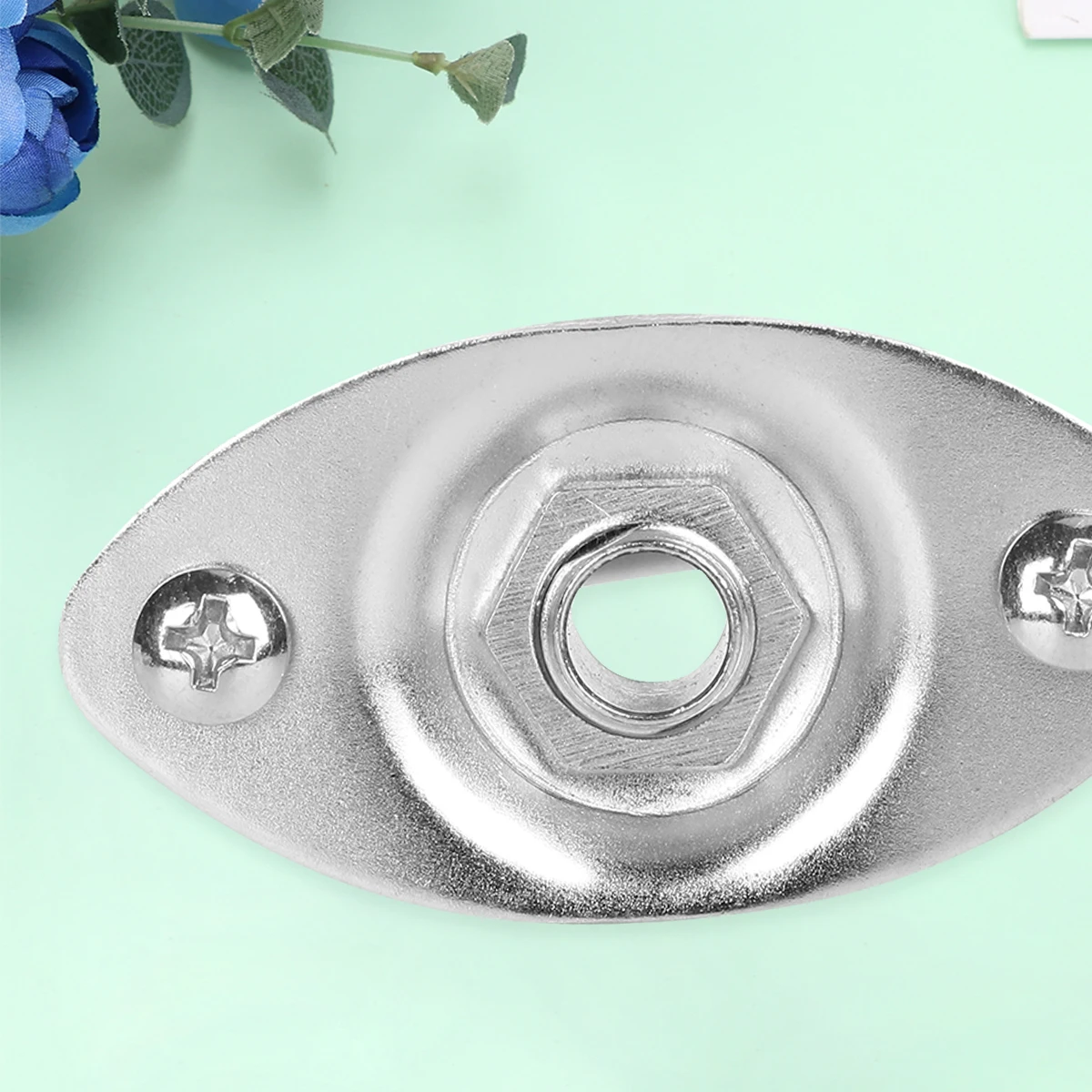 

Oval Indented Pickup Jack Output Plate Chrome Standard Size Durable Strong Jackplate Easy Install Electric Guitar Build