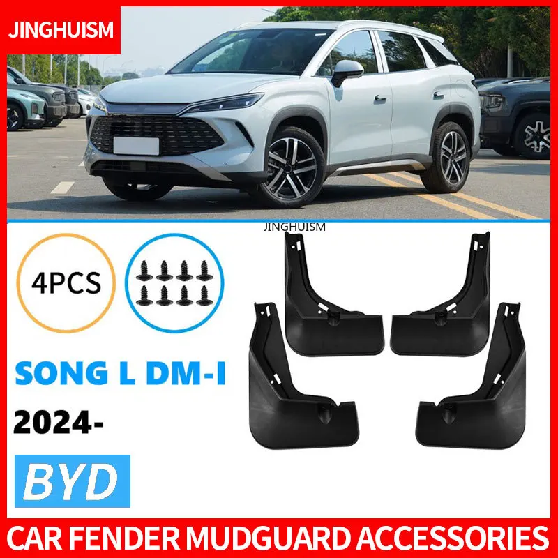 For BYD SONG L DMI 2024 Car Tire Mud Flaps Auto Accessories Vehicle Exterior Customization Black ABS Weatherproof Protection
