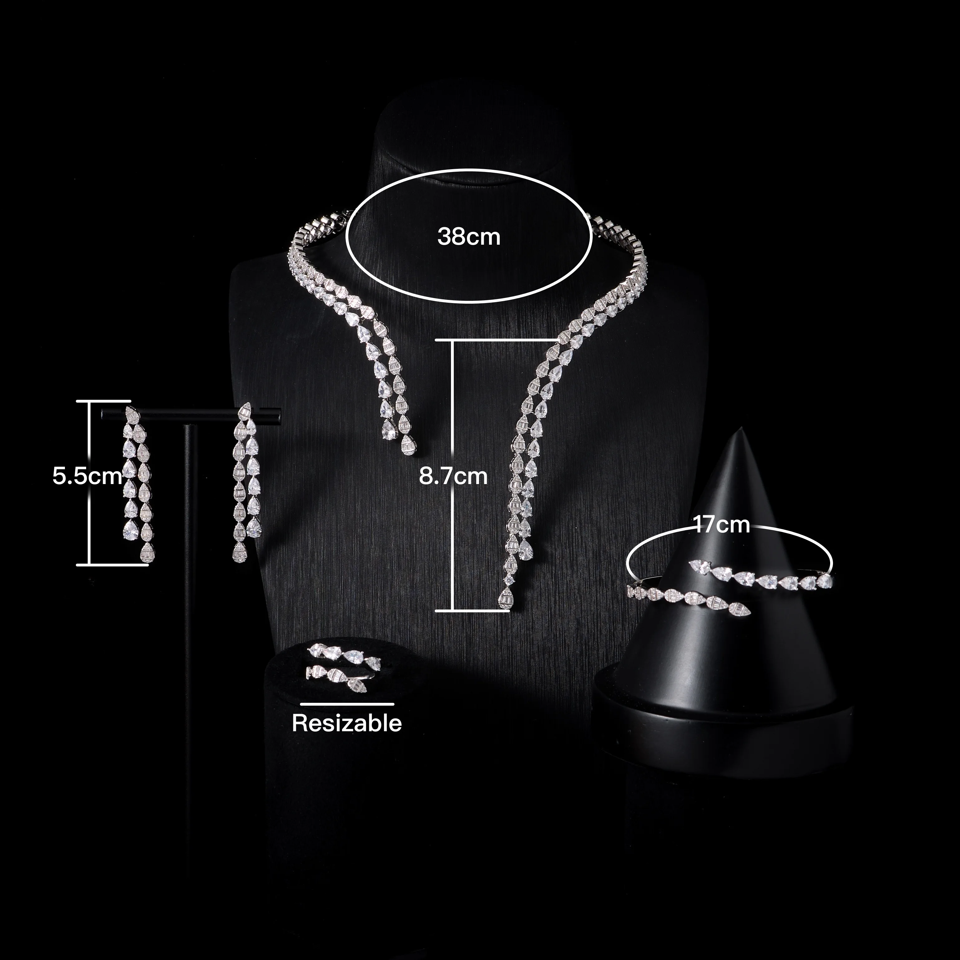 IN JEWELIFE  Bridal Cuff Necklace Sets for Women Cubic Zirconia Choker Jewellery Set Dubai Saudi Party Engagement Accessory