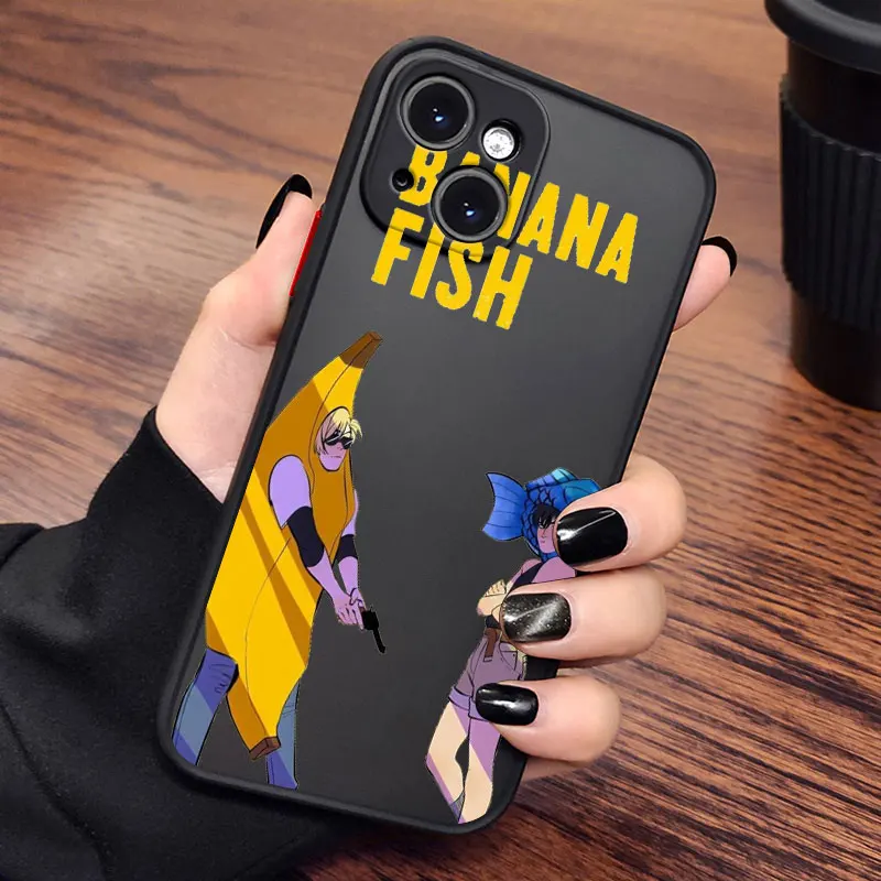 Banana Fish Anime per Apple iPhone 15 14 13 12 11 mini XS XR X 8 7 Pro Max Plus Custodia per telefono traslucida satinata