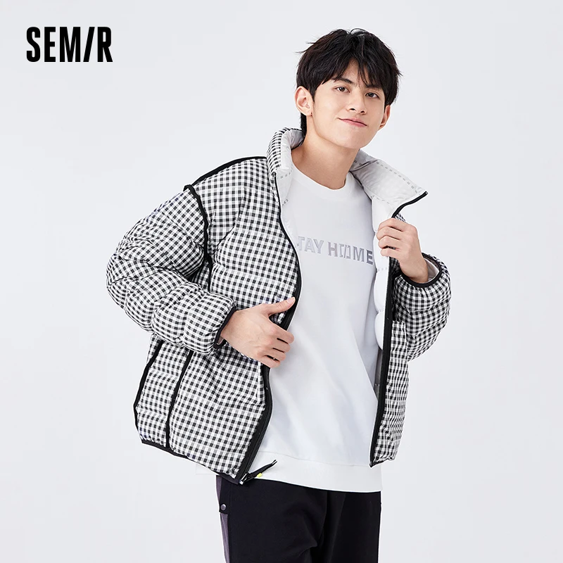 Semir-chaqueta Reversible con cuello levantado para hombre, abrigo cálido y a la moda, novedad de invierno, 2023