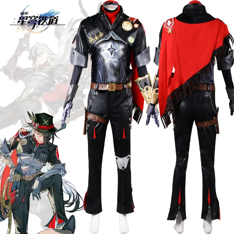 

Game Honkai Star Rail Boothill Cosplay Costume Black Men Uniform Hat Gloves Prop Suits Halloween Party Carnival Outfit Full Set