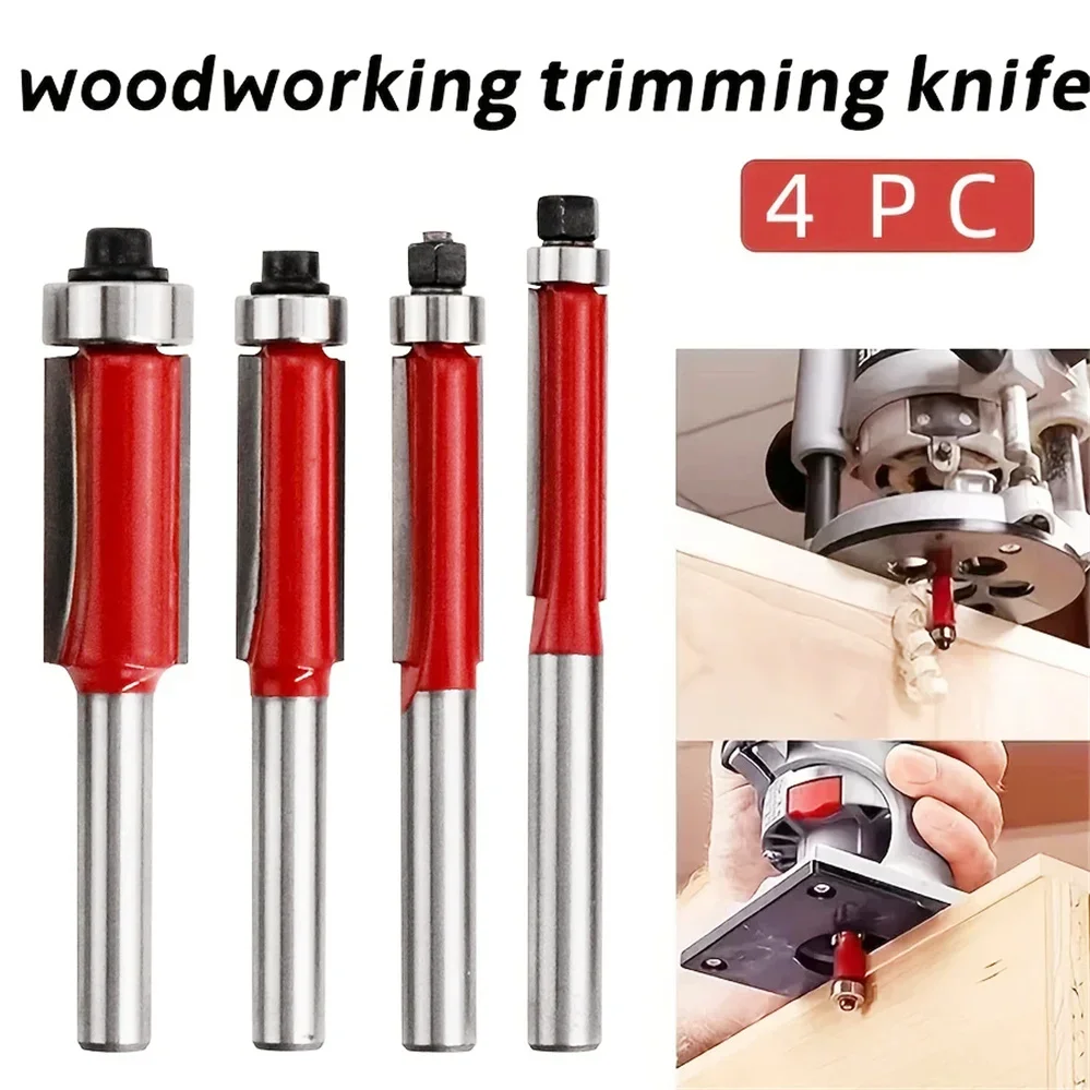 

Versatile Trimming & Detailing Kits - 4pc Premium Woodworking Router Bit Set for Smooth Cutting and Professional Finish Wnmu