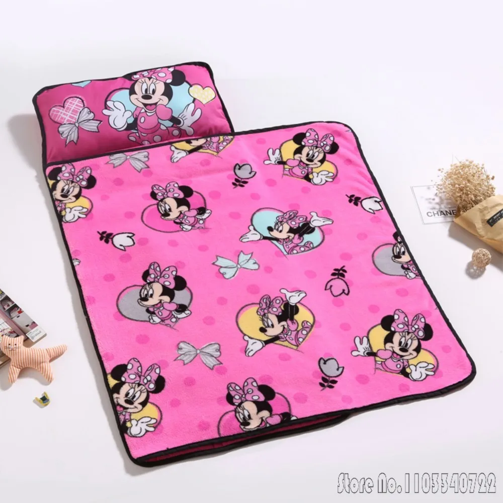 

Anime Mickey Minnie Mouse Frozen Princess Toddler Baby Nap Mat Pillow All-in-one Travel Boys Sleeping Blanket Gift 1-5 years