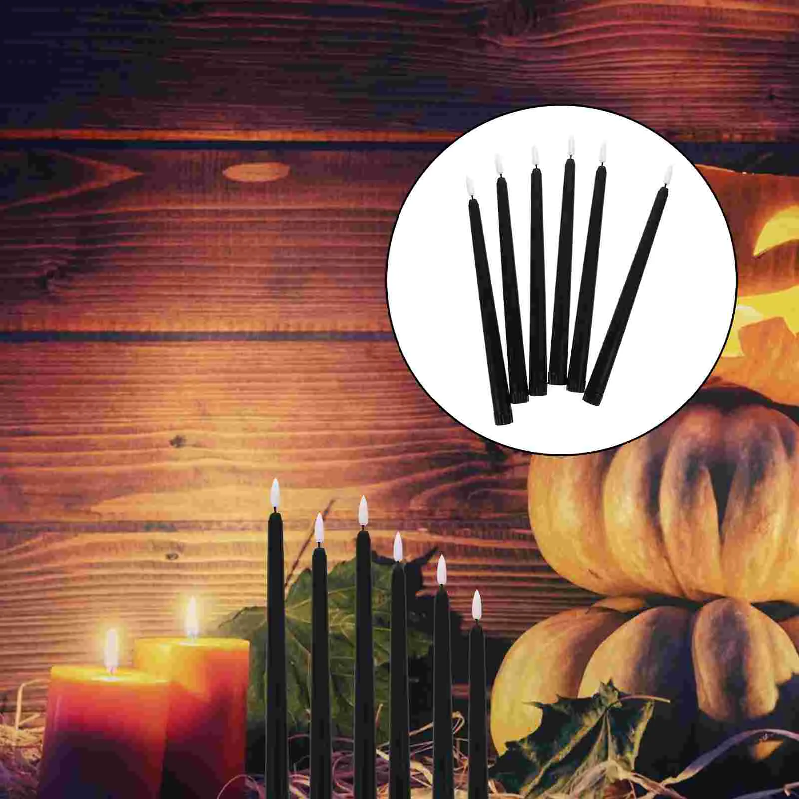 6 Pcs Long Stick Lights Flameless Candles for Halloween Electronic Supplies Electric Creative Shape LED Lamp Plastic