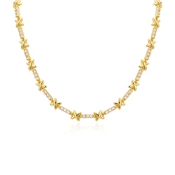 Chunky X Cross Choker Necklace For Women Aesthetic Crosses Gold Color Crystal Chain on Neck Collar Statement Fashion Jewelry