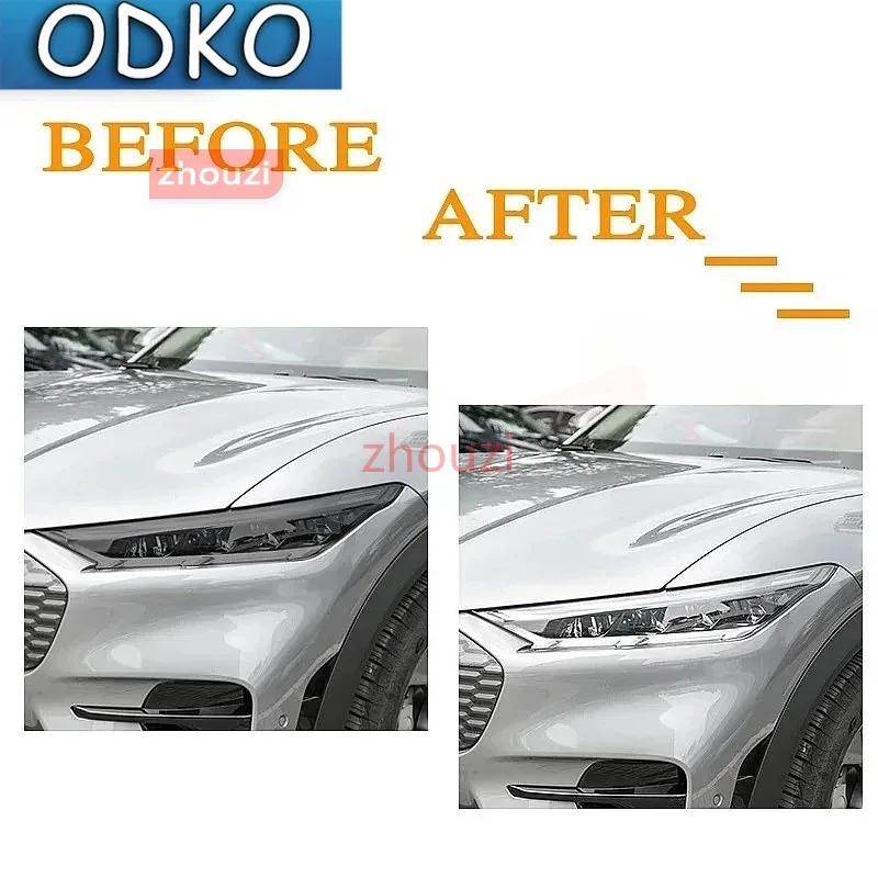 Car Headlight Protective Film Front Light Transparent Smoked Black TPU Sticker 2 Pcs For Ford Mustang Mach E 2021 2022