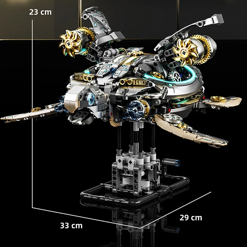 1277 قطعة مجموعة مكعبات بناء السلاحف البحرية الميكانيكية MOC بمحركات نموذج حيوانات مائية الطوب مع تأثيرات ضوئية LED لعبة أطفال هدية