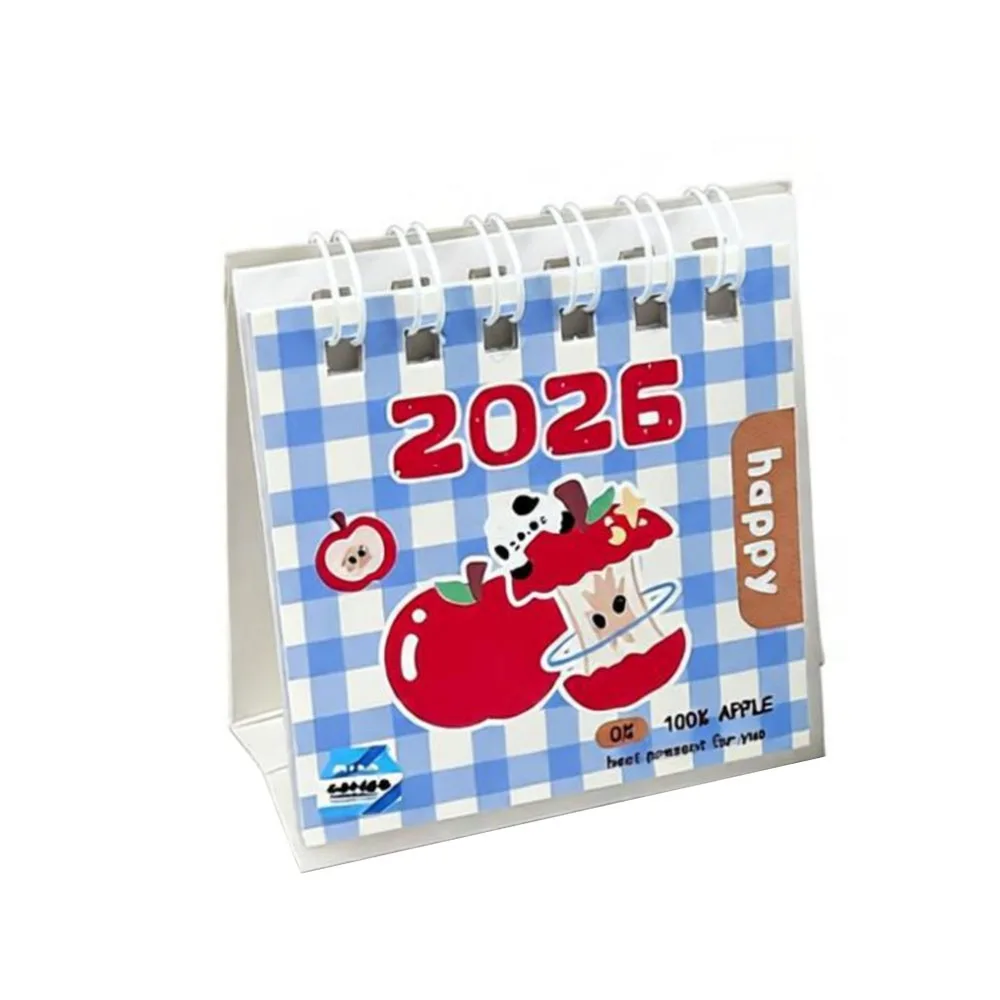 

Милый мини-календарь на 2026 с бантом и катушкой, настольный календарь, портативный мультяшный планировщик расписания, подарки