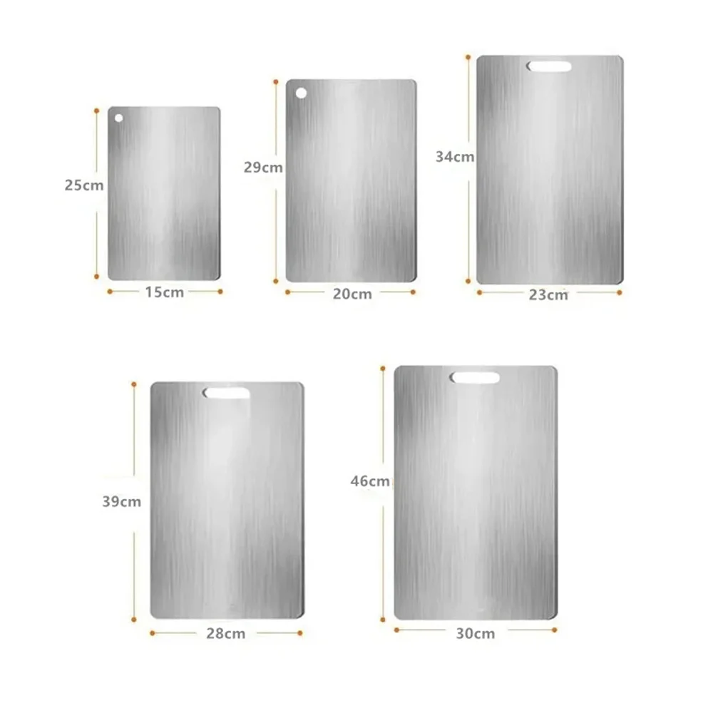 3 шт. разделочная доска из нержавеющей стали - утолщенная 2-сторонняя доска для мяса/фруктов/теста, нескользящая кухонная доска, которую можно мыть в посудомоечной машине