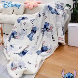 Disney Milk Flannel Children Adult Blanket Cartoon Stitch Cute Plush Air Conditioning Nap Blankets Coral Fleece Quilt Soft Shawl