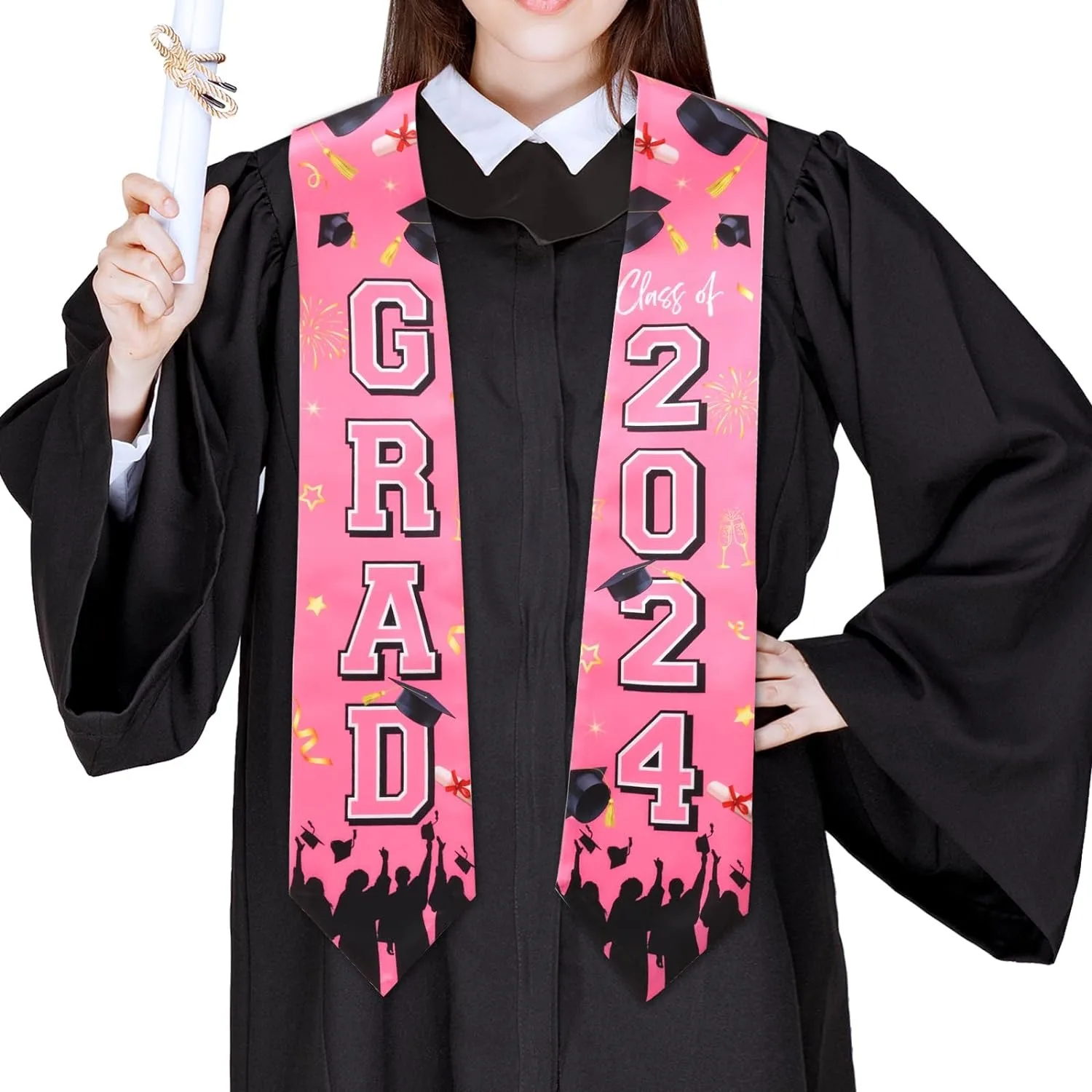 

Fangleland 2024 Graduation Pink Shawl，for 2024 Farewell Campus Graduation Party Supplies