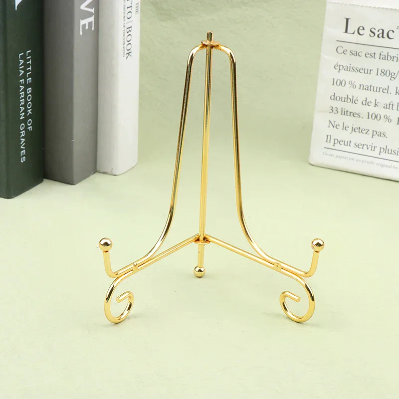 Gold Iron Display Stand Craft Bracket Book Holder Photo Pedestal Bowl Dish Frame Picture Plate Rack Easel Storage Decoration