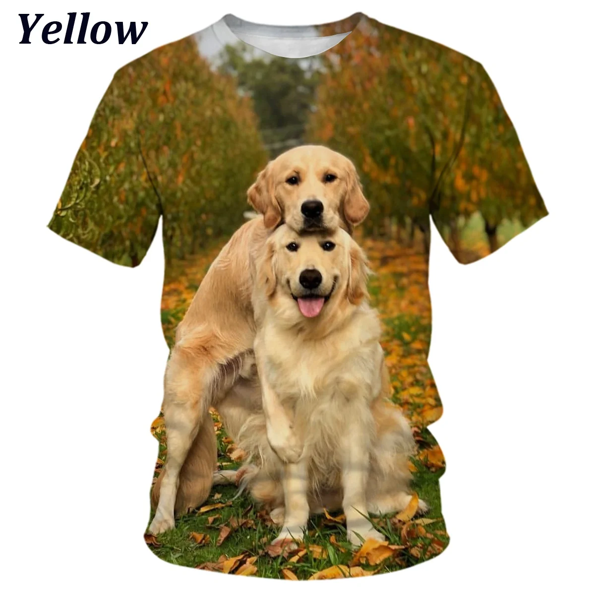 New Golden Retriever Theme Short Sleeve T-shirt for Men and Women in Summer 2021