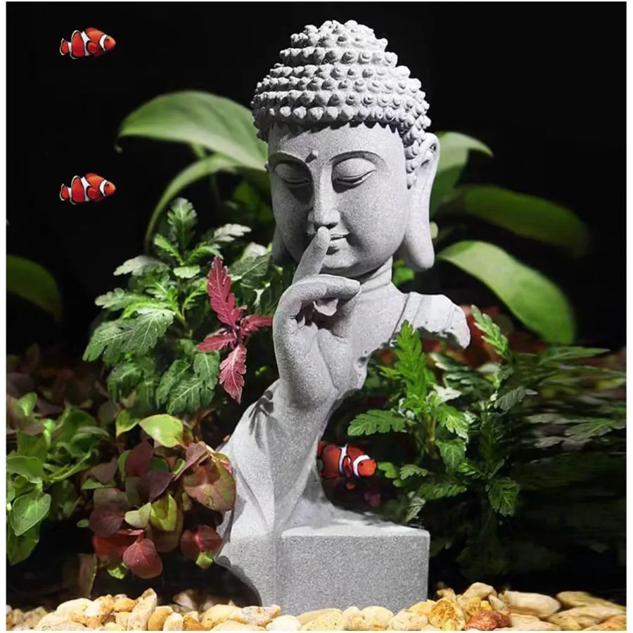 

Meditating Buddha Statue Zen Garden Statues Sandstone Thinker Buddha Sculpture Figurine for Fish Tank Aquarium Home Decorations
