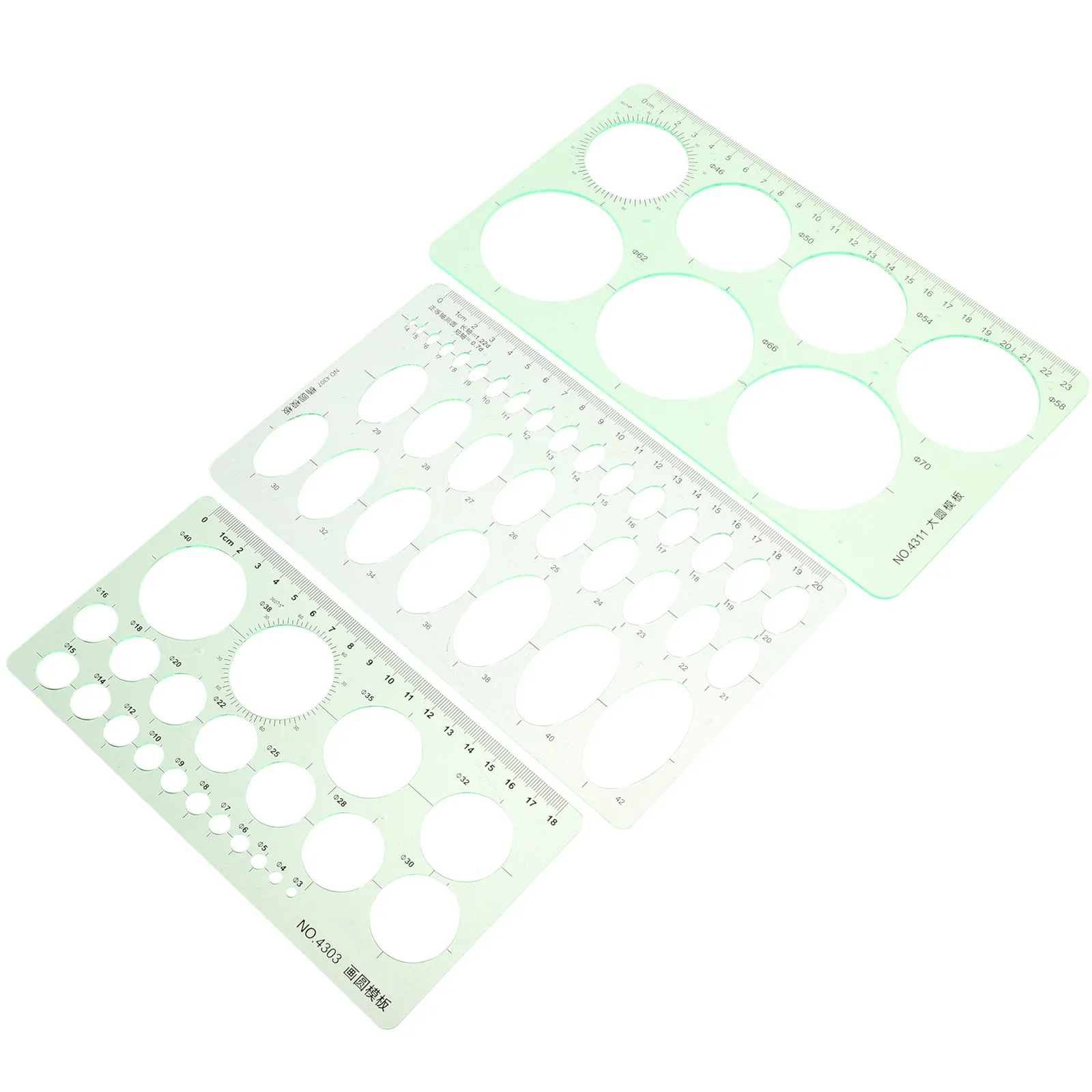

3Pcs Plastic Drawing Templates Geometric Ruler Set Drafting Measuring Tools for Students Architecture Engineering Drawing